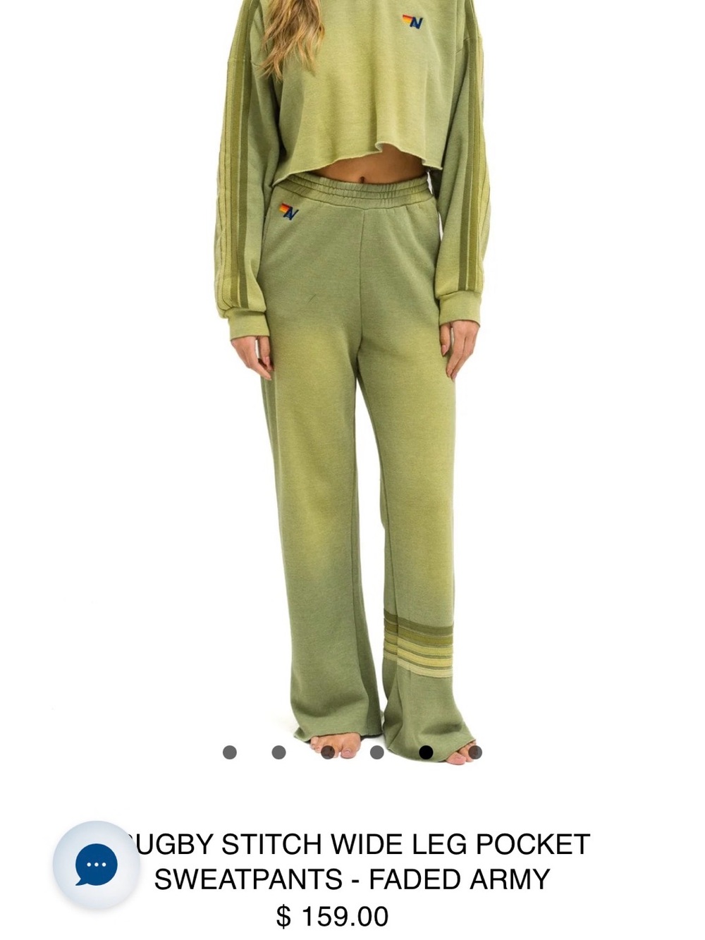 Aviator Nation Faded Army Rugby Stitch Wide Leg Pocket Sweatpants